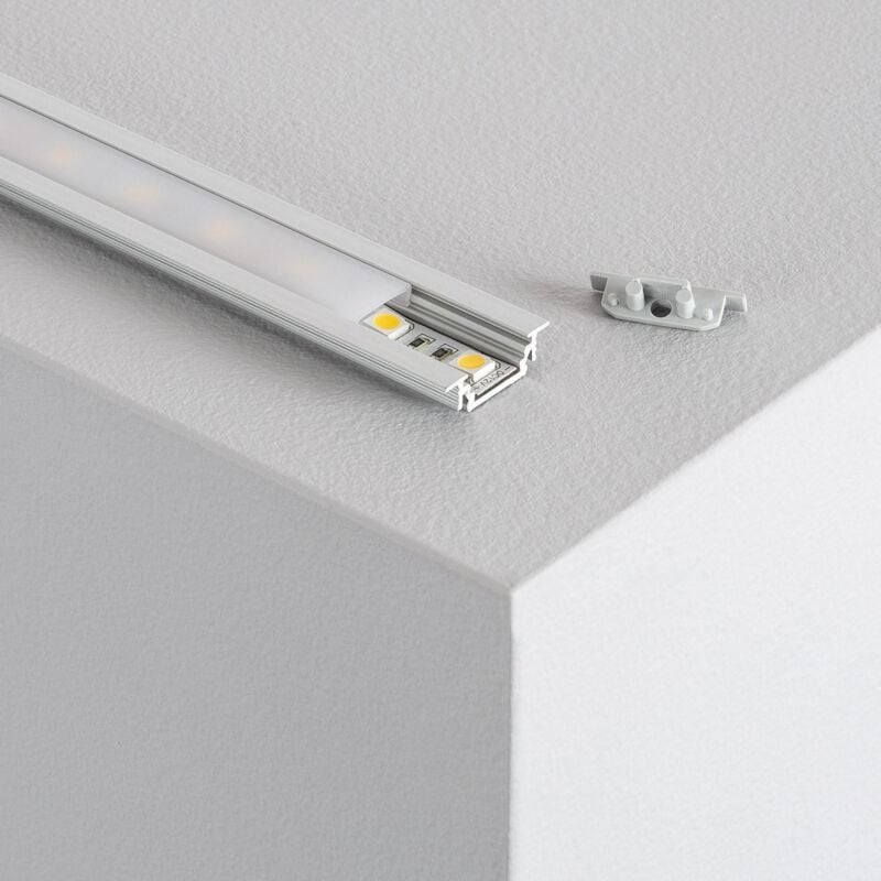 

Perfil de Aluminio Empotrable 1m Tapa Deslizable para Tiras LED hasta 10 mm Translúcido - Translúcido