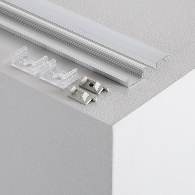 

Perfil de Aluminio Empotrable con Tapa Continua para Tiras LED de hasta 12 mm 8m Tapa Traslúcida - 8m