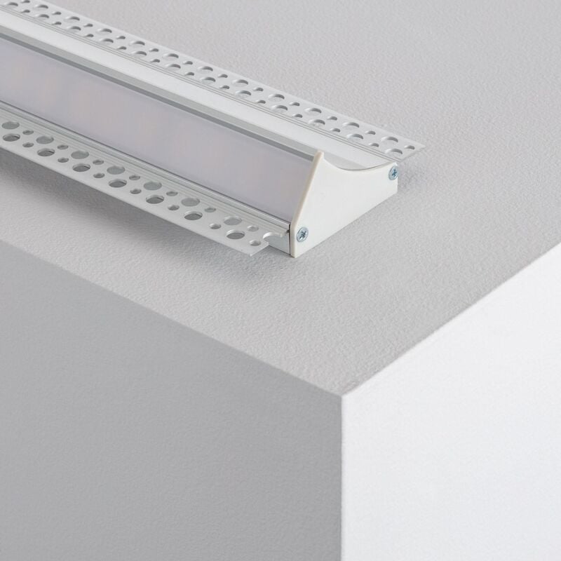 

Efectoled - Perfil de Aluminio Empotrable para Escayola / Pladur con Tapa Continua para Tira LED hasta 20mm 7m - 7m