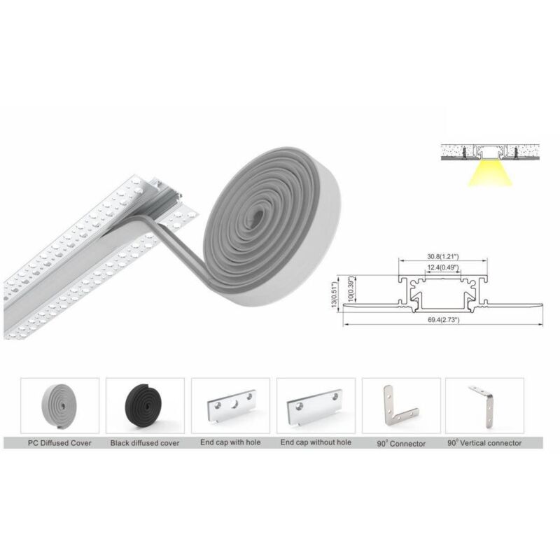 

Barcelona Led - Perfil de aluminio integración Escayola/Pladur 30.8x10mm (2m)