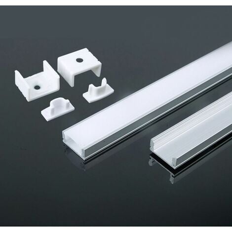Perfil de aluminio plateado para tira LED (L mà¡x.: 12,4 mm) Cubierta satinada 2000 x 17,4 x 7 mm