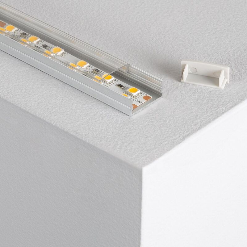 

Perfil de Aluminio Superficie con Tapa Continua para Doble Tira LED hasta 20 mm 4m Tapa Transparente - 4m