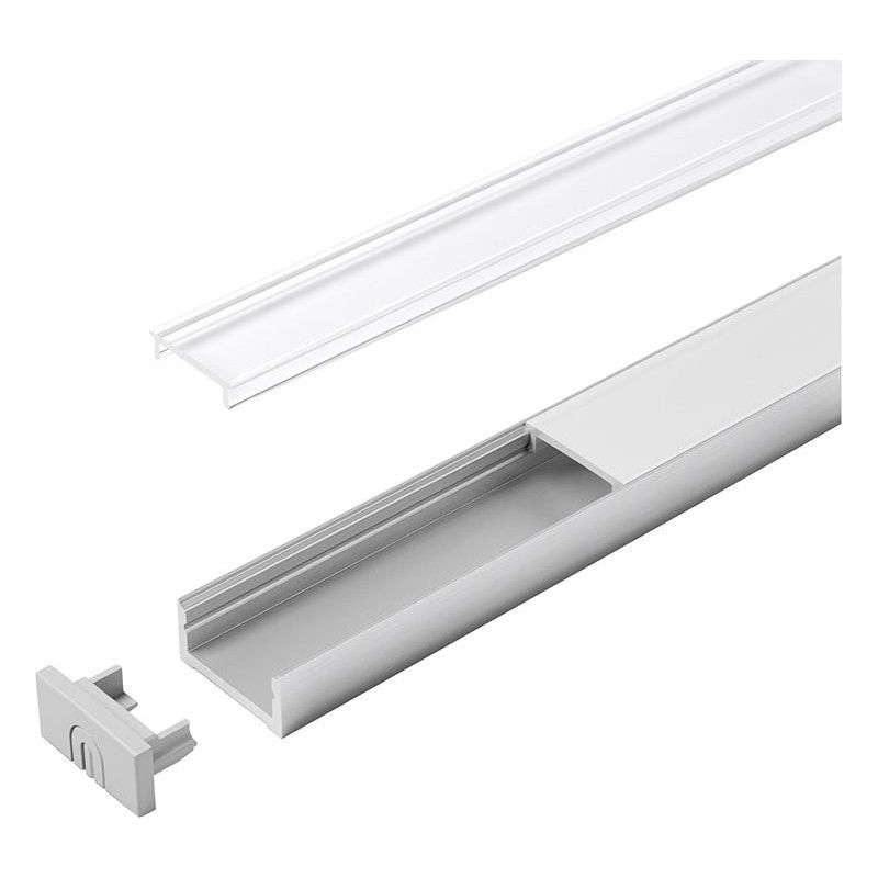 Hs Rowe - Perfil encastrado de aluminio d claro l 2000 mm, Perfil