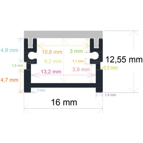 Perfil Led Empotrable Suelo 16x12,55mm Opal 2m 161613