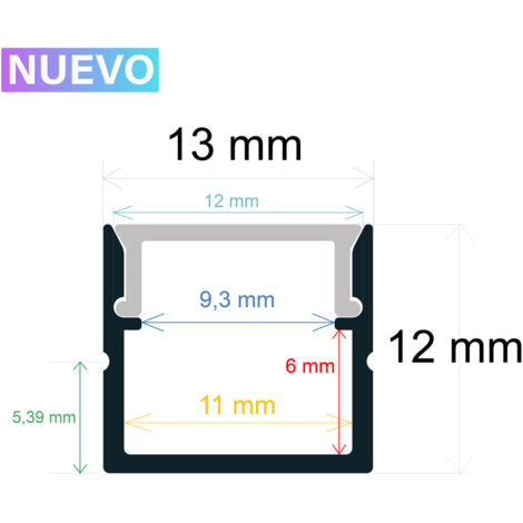 Perfil Led Superficie 13x12mm Opal 2m 161311
