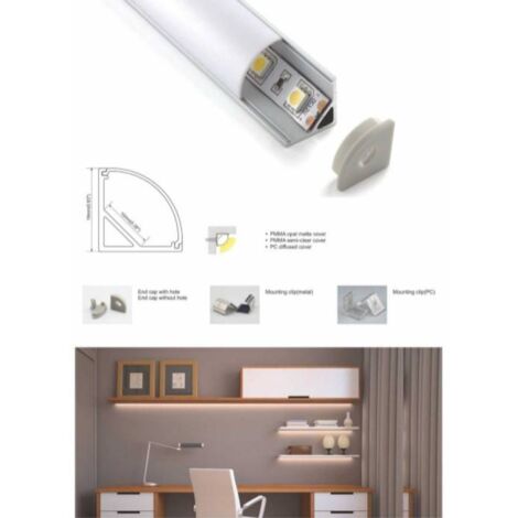 Perfil Para Tira Led De Esquinas - Superficie - 16x16mm