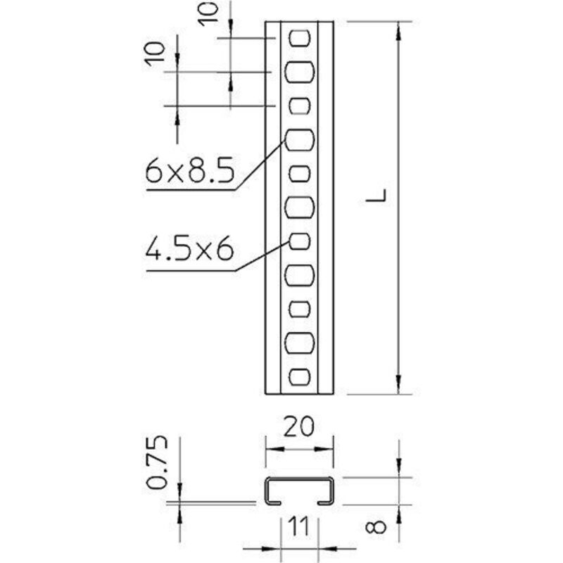 

Perfil Perforardo 20X08mm De 2 Metros De Longitud