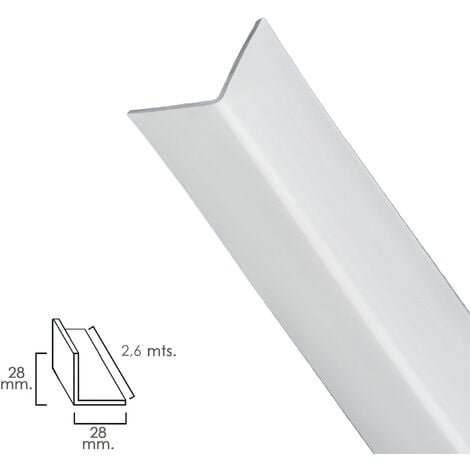 perfil pvc angulo 25x25 mm. blanco barra 2,5 metros