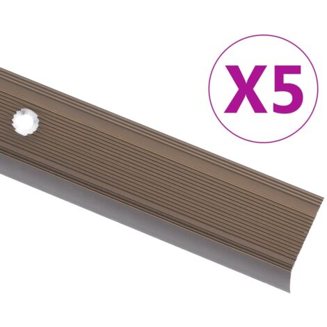 Perfiles de peldaños forma de L 5uds aluminio marrón 100 cm