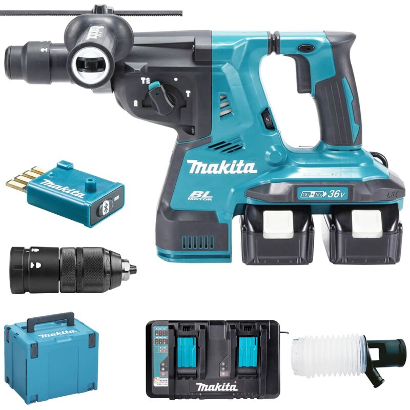 Marteau Perforateur-Burineur Makita DHR283T2JU – SDS-Plus 36V, 2 Batteries 5,0 Ah - vue 2