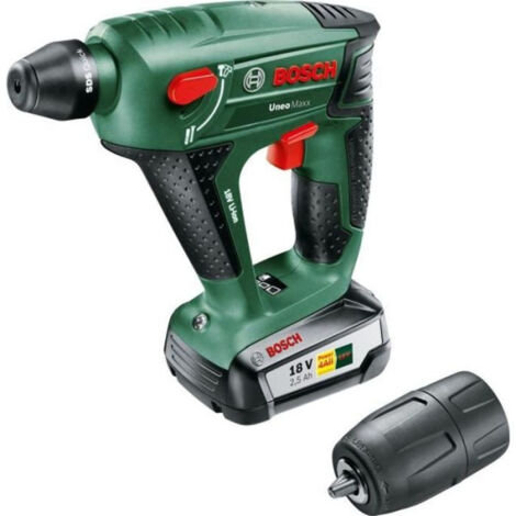 Perforateur 0,6J sans fil 18V Bosch - Uneo Maxx -SDS, 1 batterie 2,5 Ah, 1 chargeur AL1830CV, coffret, accessoires (forets, embo