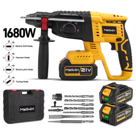 Perforateur burineur 3 en 1 sans balais SDS-Plus Makita 18V, avec 2 batteries + 10 accessoires + coffret