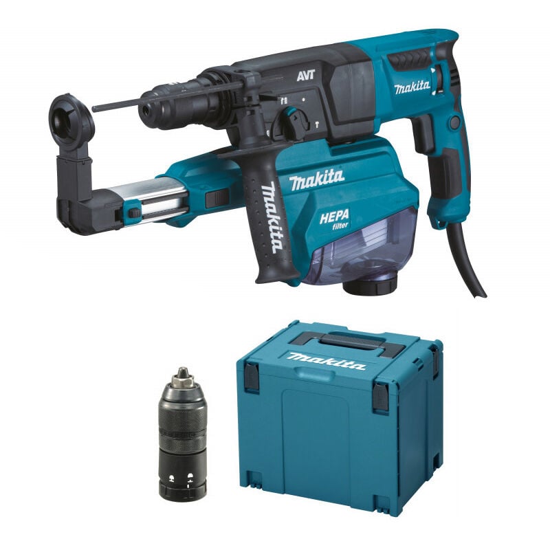 Makita - Perforateur burineur 800W 26 mm 2,4J avec Kit aspiration-décollage - MakPac - HR2653TJ14