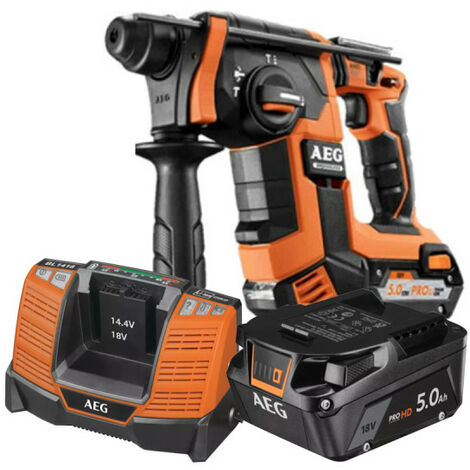 Perforateur burineur AEG 18V SDSPLUS brushless - 2 batteries 5.0Ah - 1 chargeur 80min - BBH 18BL502C