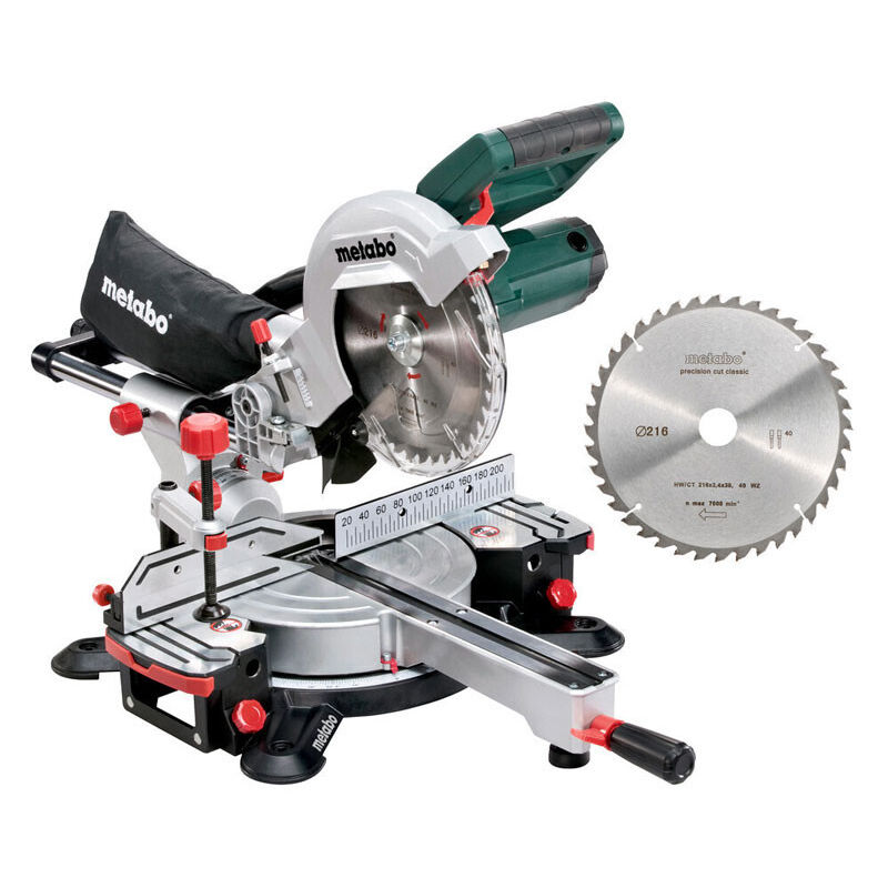 Metabo - Scie à onglet 1200 w Ø216 mm avec seconde lame kgs 216 m set 690827000 Metabo - Scie à onglet 1200 w Ø216 mm avec seconde lame kgs 216 m set 690827000