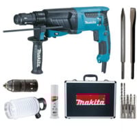 Perforateur burineur MAKITA SDS Plus - 800W 26mm - Coffret aluminium + Kit d'accessoires - HR2631FTX4