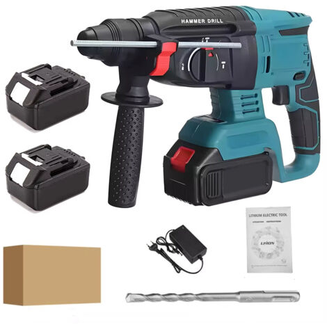 Perforateur burineur rotatif sans fil 26mm SDS-Plus Brushless compatible Makita 18V – marteau perforateur 3 modes kit complet 2 batteries lithium