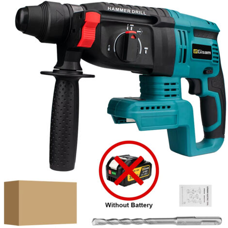 Perforateur burineur rotatif sans fil 26mm SDS Plus Brushless compatible Makita 18V – Marteau perforateur professionnel pour béton et maçonnerie, sans batterie + 1 accessoire, emballage carton