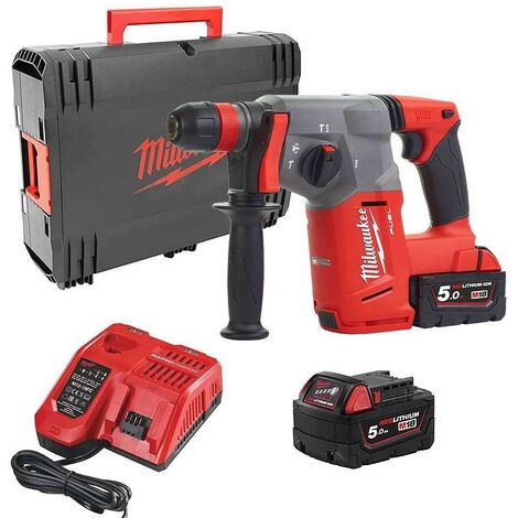 Perforateur MILWAUKEE SDS-PLUS - 2 batteries 18V 5.0Ah, chargeur, en coffret HD Box – M18CHX-502X