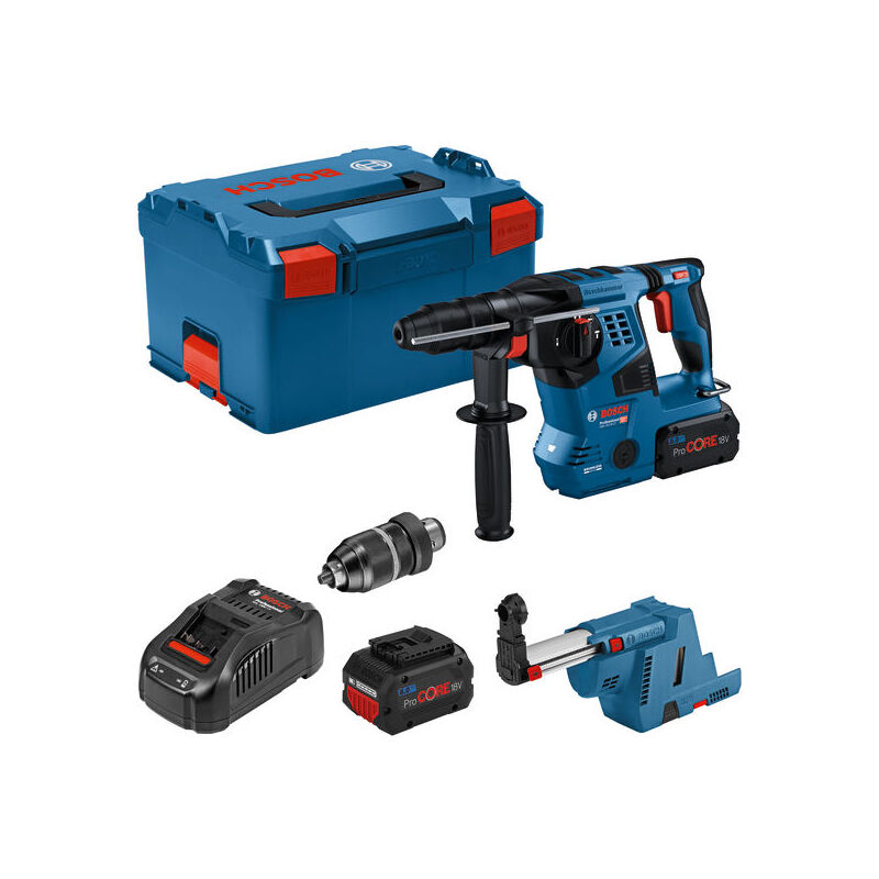 Bosch Professional Marteau perforateur sans fil gbh 18V 28 cf Bosch SDS Plus 2x 8 0 Ah ProCore + gde 18V