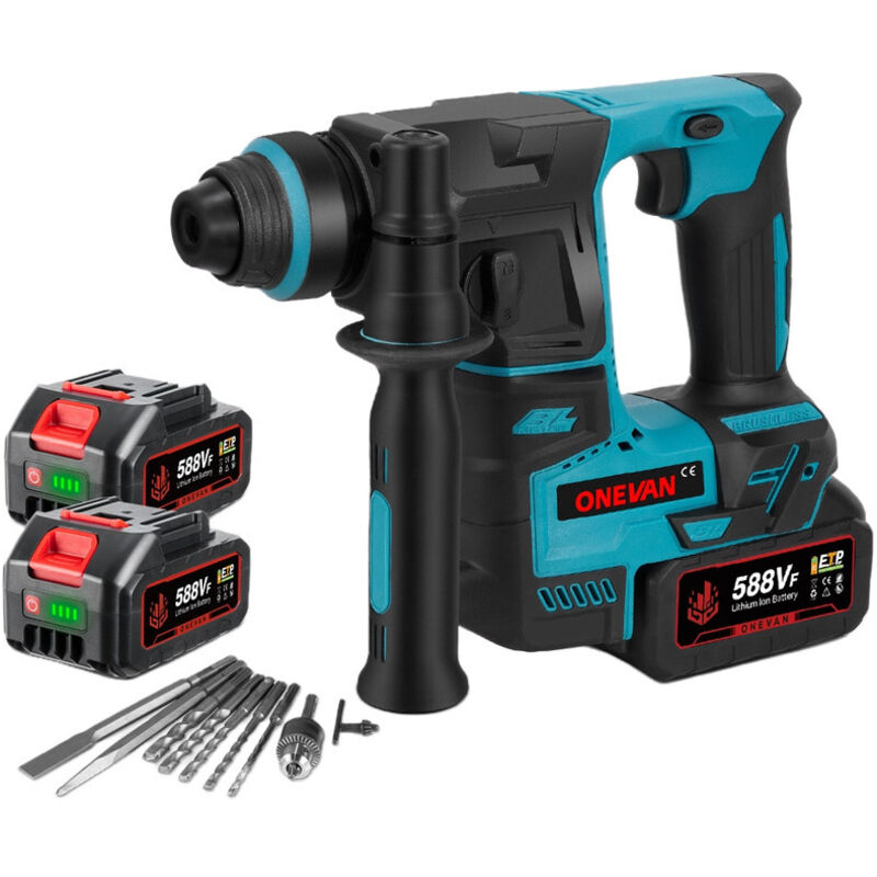 Perforateur SDS-Plus 27 mm ,Perforateur-burineur léger（1.6kg） brushless - Deux batteries