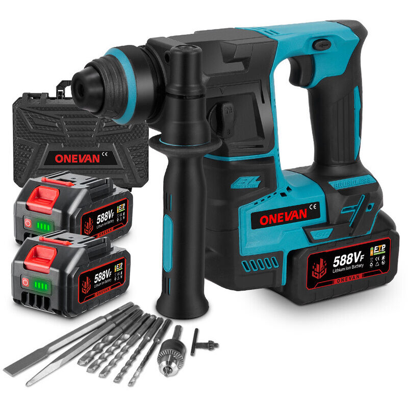 Perforateur SDS-Plus 27 mm ,Perforateur-burineur léger（1.6kg） brushless - Deux batteries
