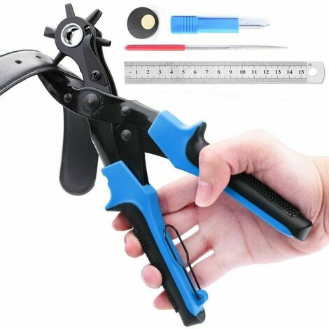 Perforatrice Cuir，Poinçon À Ceinture Professional,avec 2 Plaques De Perforation Supplémentaires Et 1 Règle Comprimé Pince Parfait Pour Ceintures, Travaux Manuels Etc