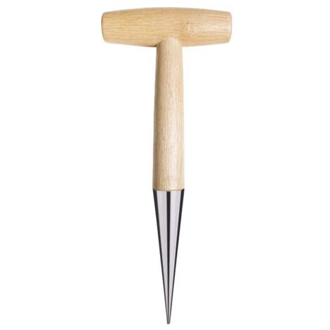 Perforatrice de jardin, engrais en forme de T, outil de repiquage et de plantation de semences de légumes avec manche en bois, terreau de surface, perforatrice et semoir.