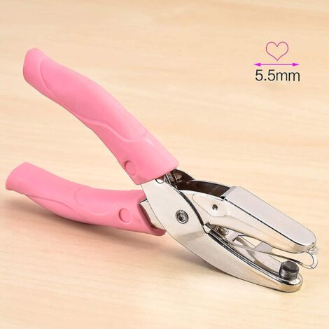 Perforatrice miniature en forme de cœur, 6 mm (1/4 pouce), avec poignée rose souple.