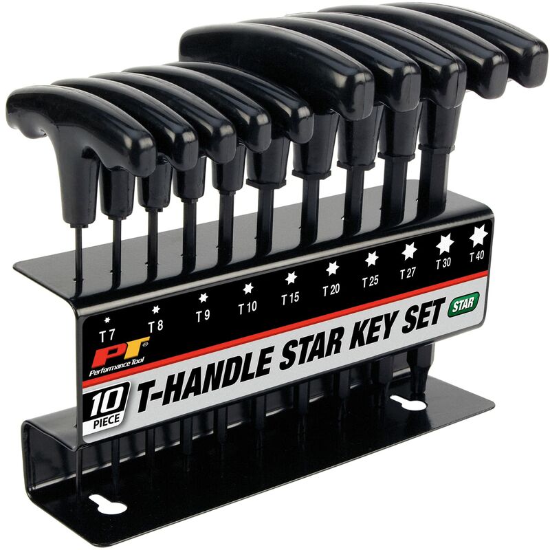 Image of W80276 - Set di chiavi esagonali con manico a t, 10 pezzi, colore: Nero - Performance Tool