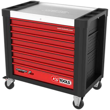 PERFORMANCEplus P30 Chariot d'atelier NOIR/ROUGE avec 8 tiroirs KS Tools