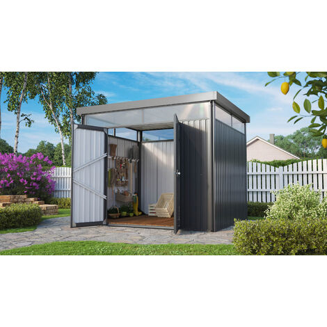 Pergart Gerätehaus "Rheinfelden 108", anthrazit matt, 6,4 m², ohne Schleppdach