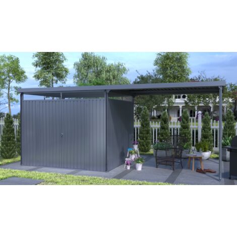 Pergart Gerätehaus "Rheinfelden 108 Schleppdach-Set", anthrazit matt, 6,4 m², inkl. Schleppdach