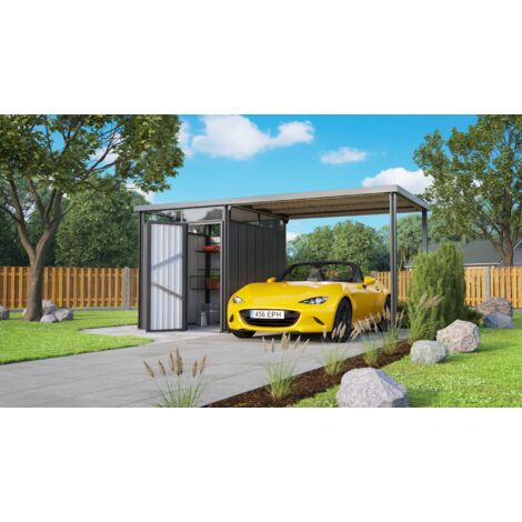 Pergart Gerätehaus "Rheinfelden 78 Schleppdach-Set", anthrazit matt, 4,4 m², inkl. Schleppdach