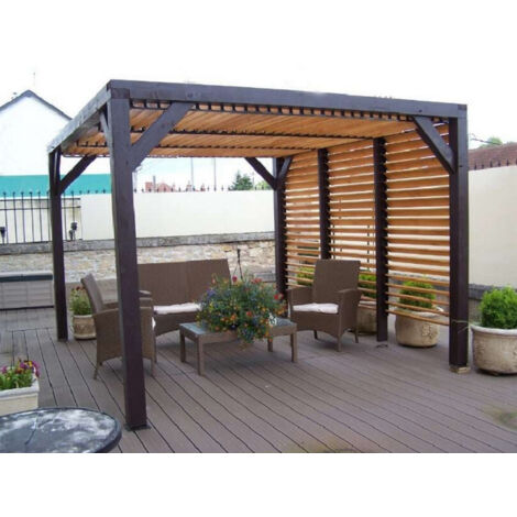pérgola 12,20m² madera natural - vt3436 - habrita -