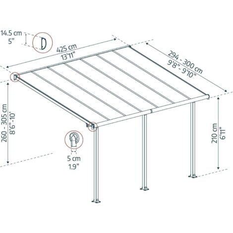 Pergola 12.5m² blanc - Palram - 704218