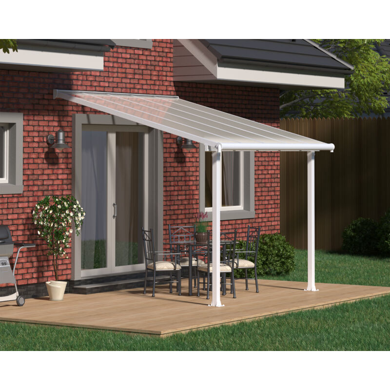 Pergola à adosser en aluminium blanc et polycarbonate Olympia 3 x 3m