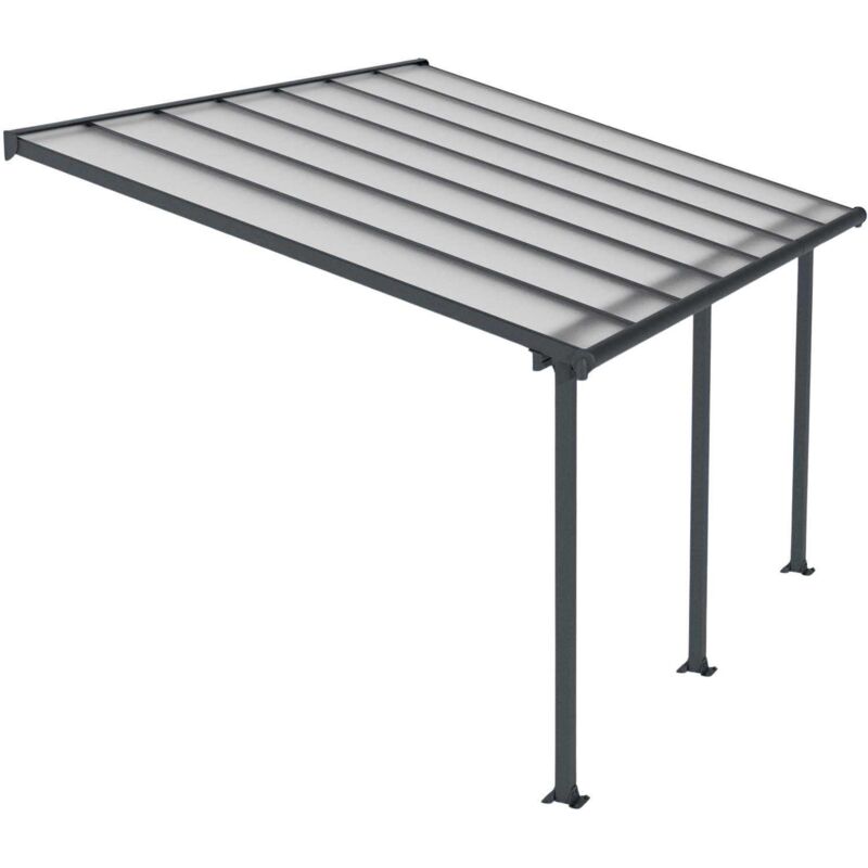 Pergola à adosser en aluminium gris et polycarbonate Olympia 3 x 4.3 m