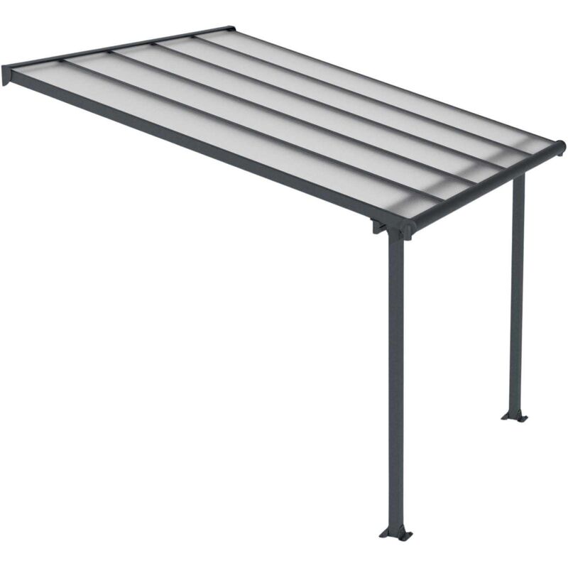 Pergola à adosser en aluminium gris et polycarbonate Olympia 3 x 3m
