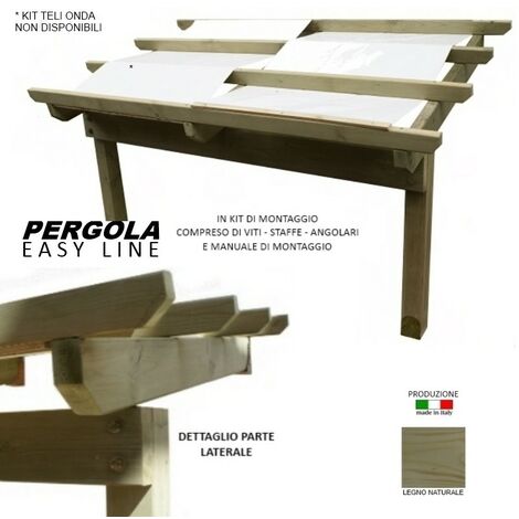 GAZEBO PERGOLA PERGOLATO ADDOSSATA 3x4 MT LEGNO PINO IMPREGNATO GIARDINO  460 GC