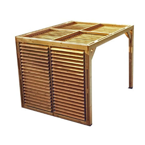 Pergola 3,13 x 2,34 m in Legno Trattato con Veneziane Mobili sul Tetto e su una Parete