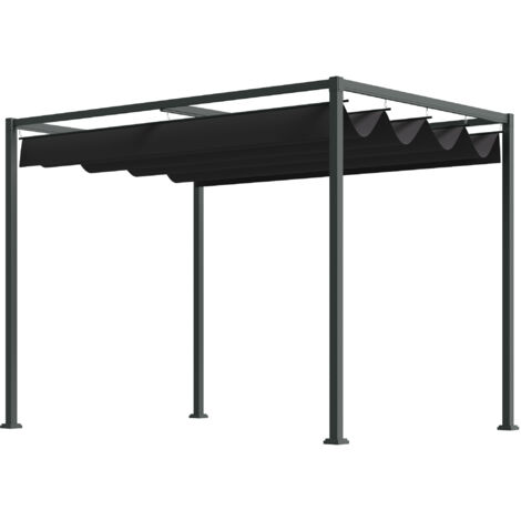 Pergola 3x2m, tonnelle de jardin métallique autoportante avec toit réglable, protection UV, parasol pour terrasse et extérieur, Noir+Gris