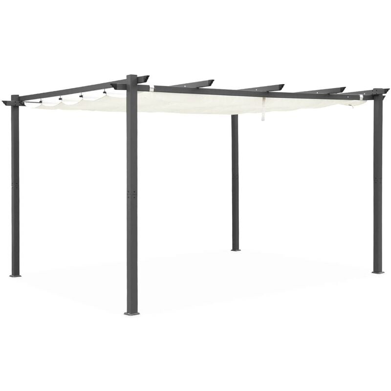 Pergola aluminium - Isla 3x4m - Toile écru- Tonnelle idéale pour votre terrasse. toit rétractable. toile coulissante. structure aluminium - Ecru