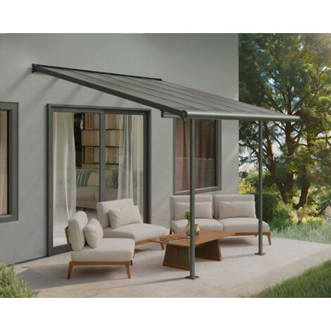 Pergola à adosser en aluminium gris et polycarbonate Sierra 3 x 3 m