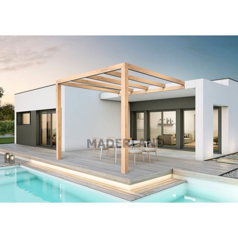 Pergola en bois adossée - modèle burgos - 500 x 300 cm - Maderland