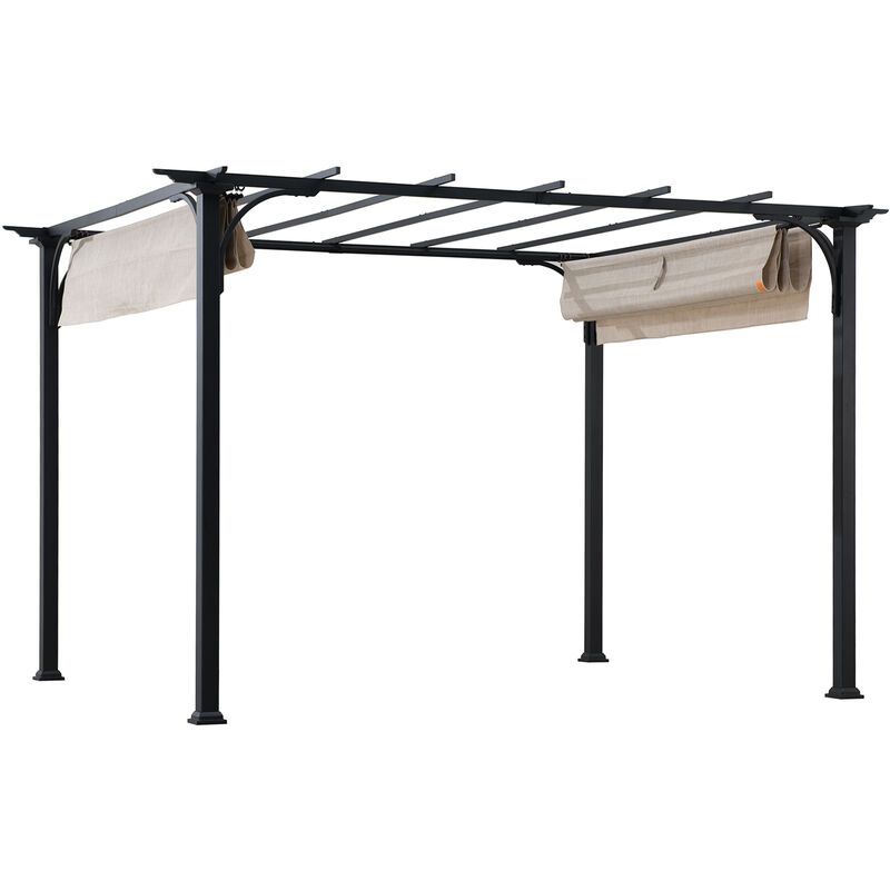 Pergola acier/tissu giona en blanche - 277cm x 363cm