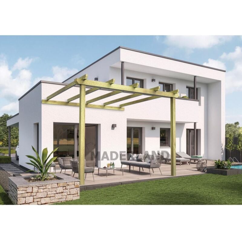 

Pérgola Adosada de madera maciza Modelo Lloret Maderland 420x300 cm