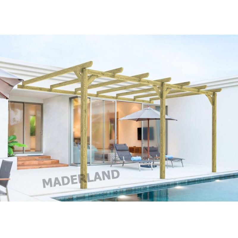 

Pérgola Adosada de madera maciza Modelo Oviedo Maderland 510x300 cm