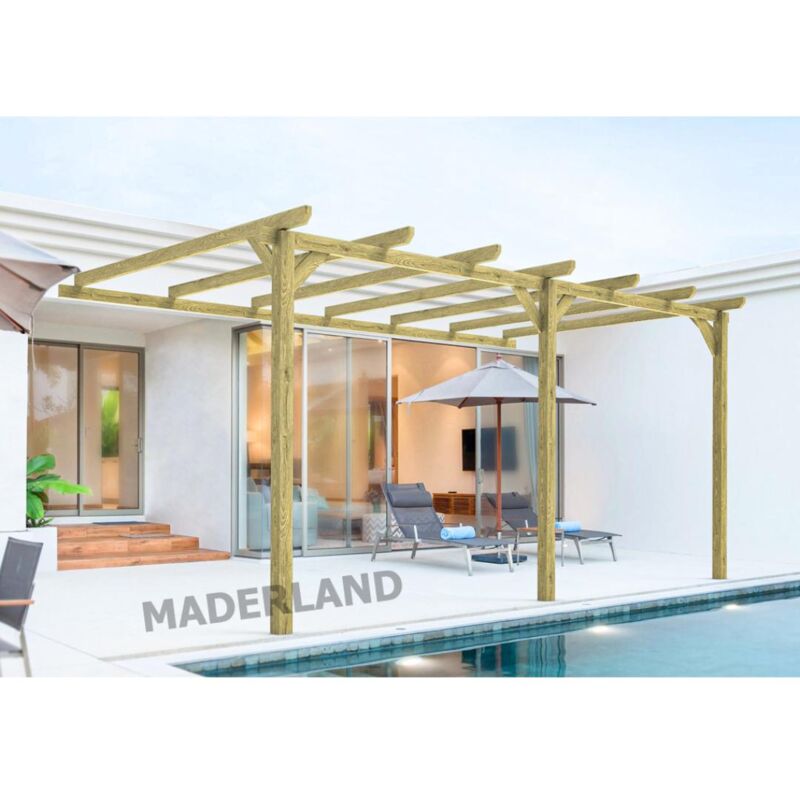 

Pérgola Adosada de madera maciza Modelo Oviedo Maderland 600x300 cm