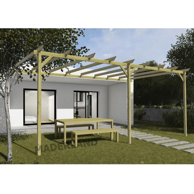 

Pérgola Adosada de madera maciza Modelo Zamora Maderland 420x300 cm